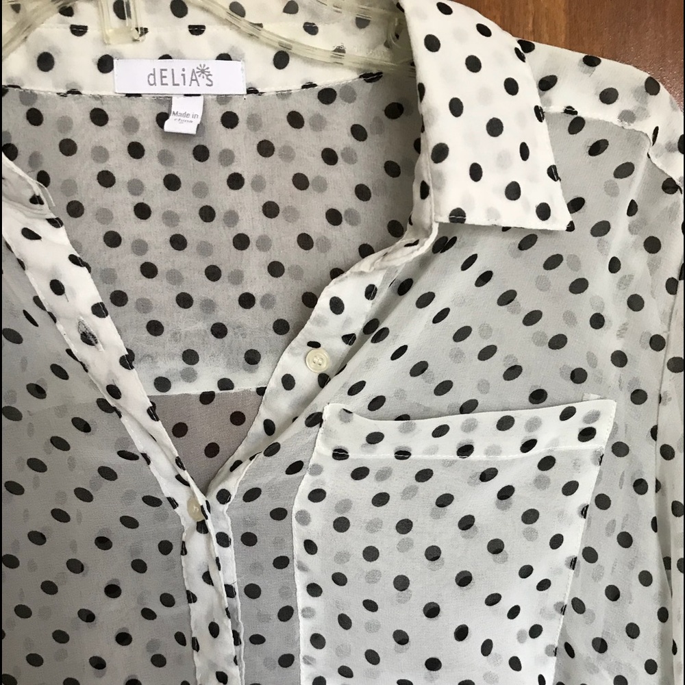 White and black polkadot dress shirt